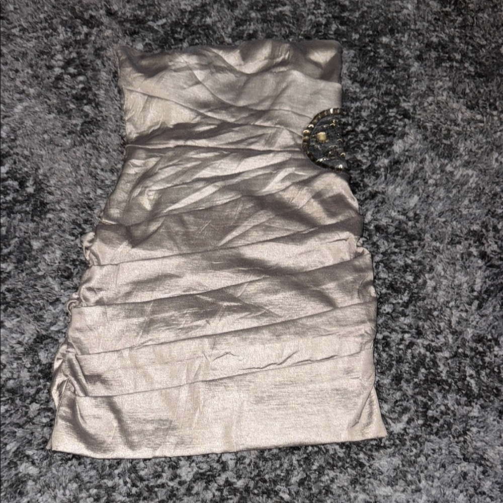 Y2k Gold Strapless Bodycon Dress for Cocktail Nights
